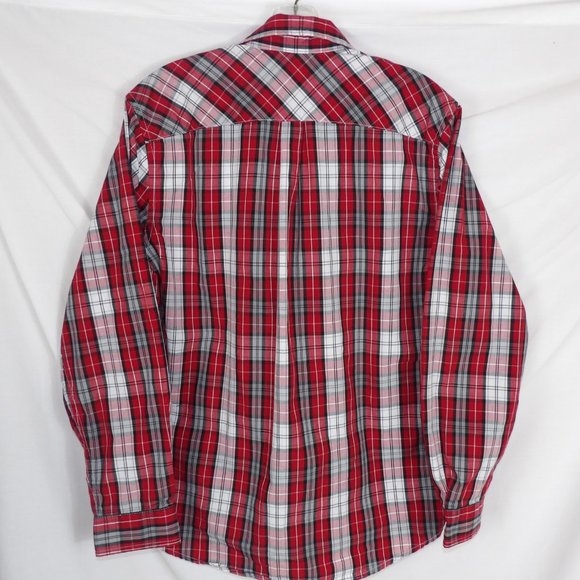 Big Boys Long Sleeve Red Plaid Button Down Shirt / Size XL - Picture 4 of 5